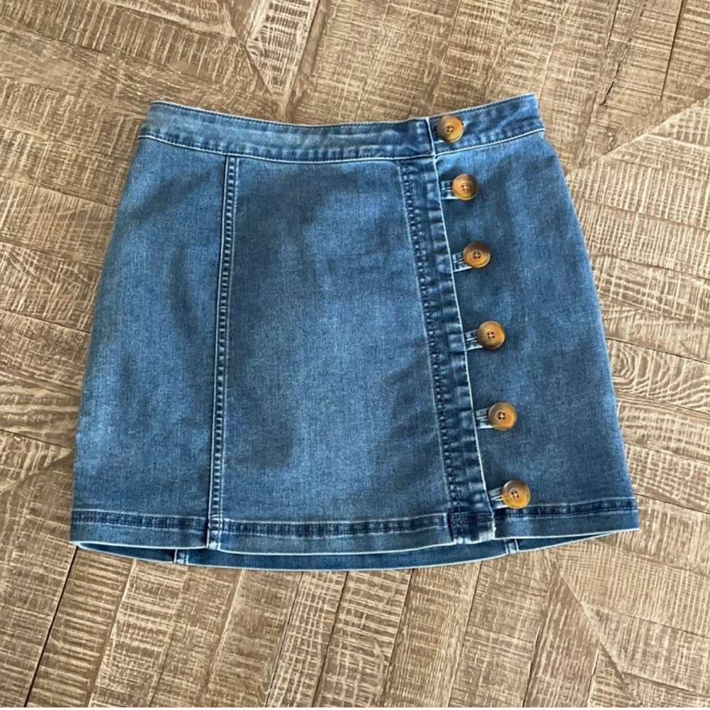 Free People 0 Jean Denim Button-Up Women's Skirt - Picture 4 of 6